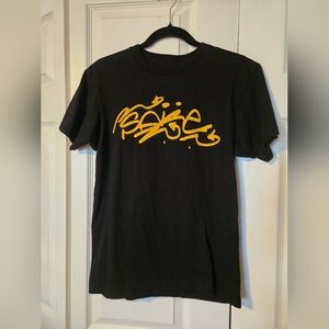 Black Graphic T-Shirt with Gold Design